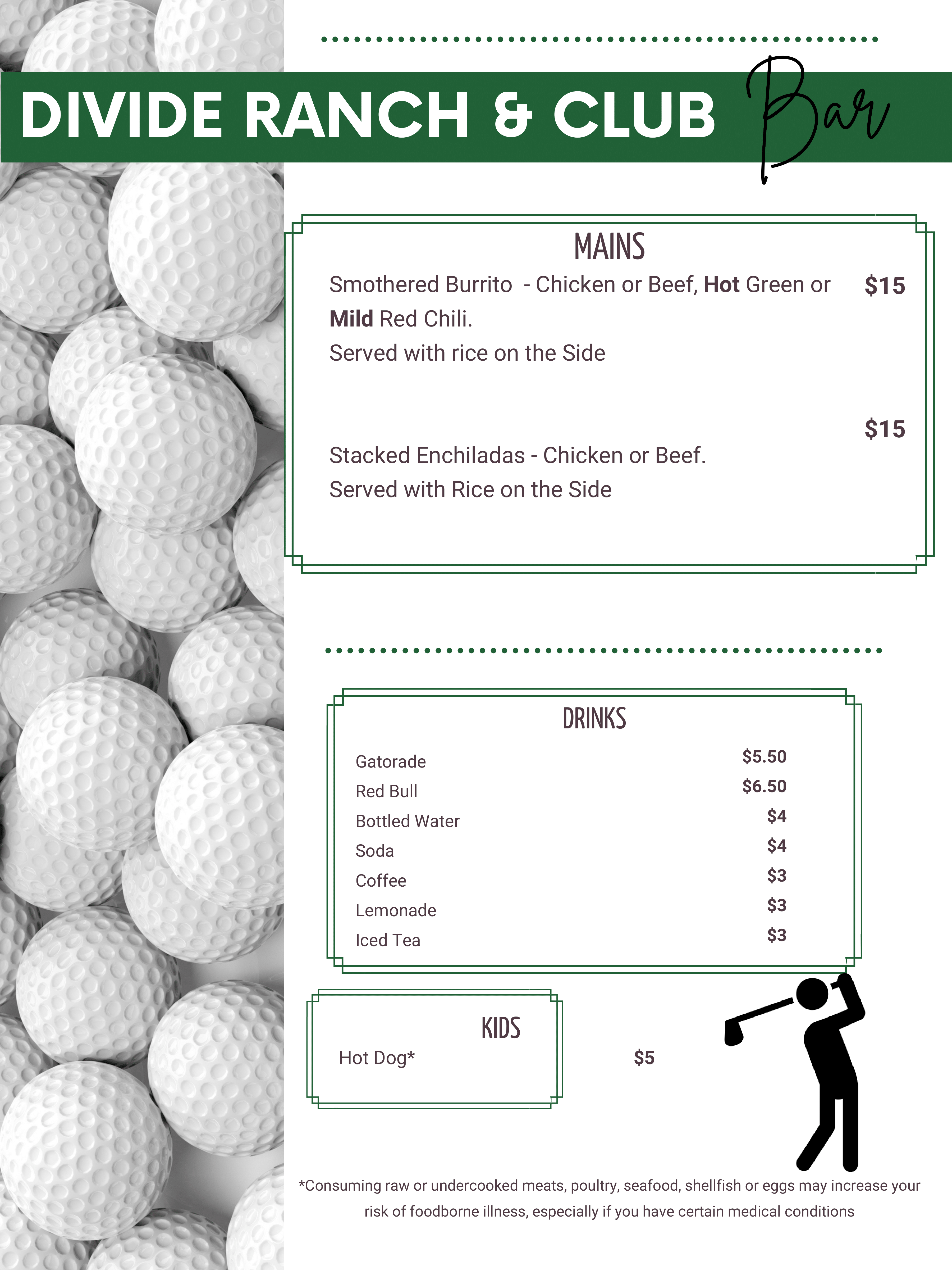 Dive Ranch and Club Bar Menu Mexican Tuesday